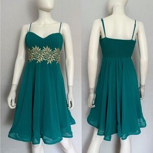 NWT CHIFFON COCKTAIL HOMECOMING SHORT DRESS STRAPPED LINED GOWN WITH SCARF‎